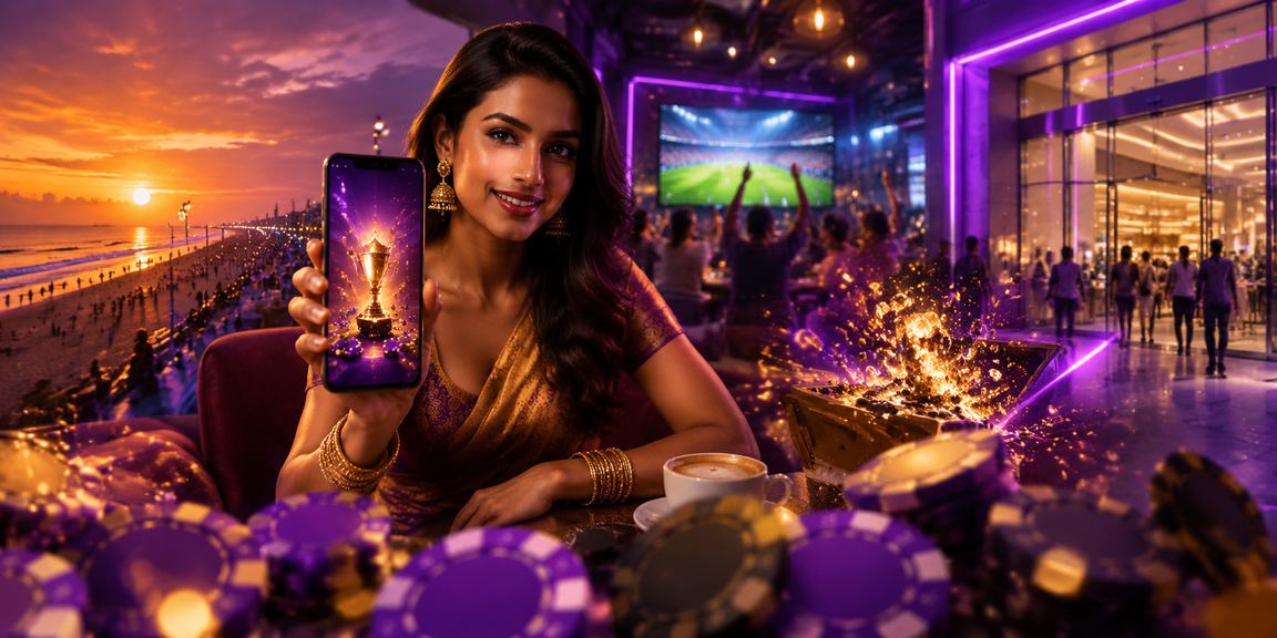 Neon-lit cricket betting environment in Chennai
